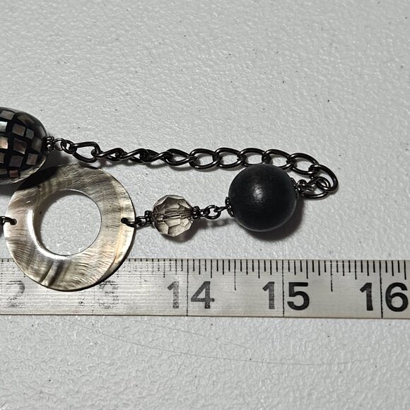 Cookie Lee Elegant Black Clear Disc Beaded Statement Necklace Fashion Jewelry - Picture 10 of 10